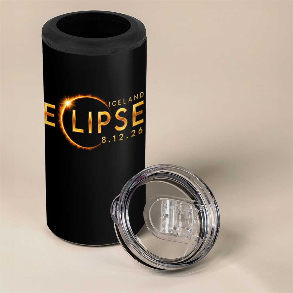 Iceland Eclipse 2026 4 in 1 Can Cooler Tumbler August 12 26 Solar Eclipse Totality