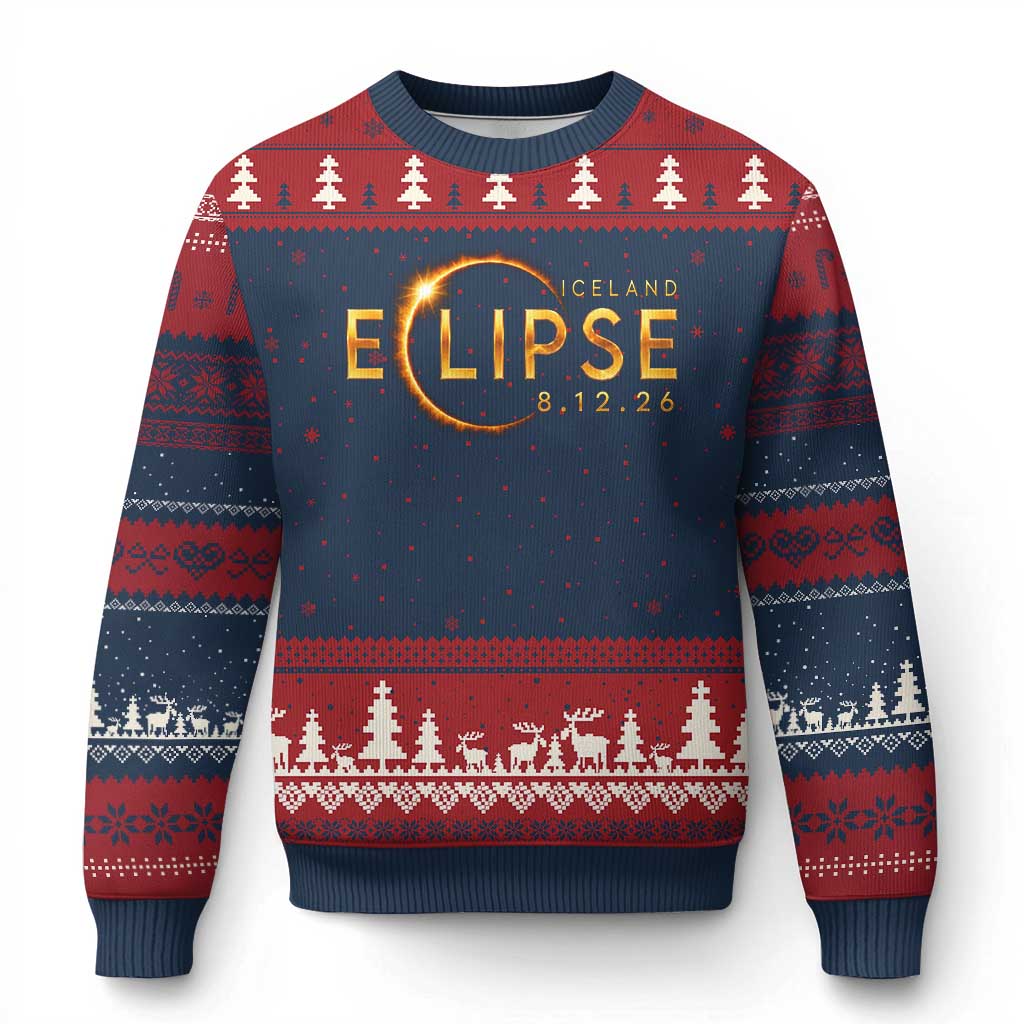 Iceland Eclipse 2026 Ugly Christmas Sweater August 12 26 Solar Eclipse Totality