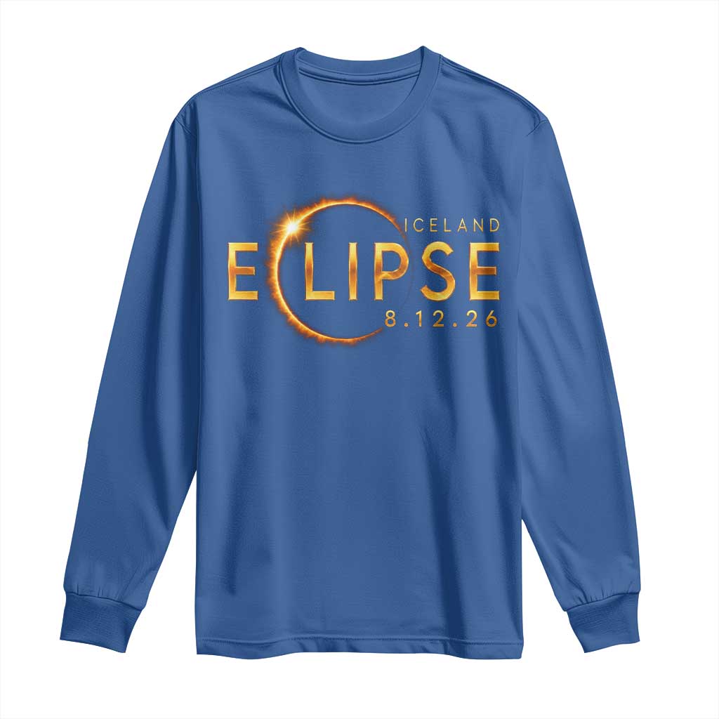 Iceland Eclipse 2026 Long Sleeve Shirt August 12 26 Solar Eclipse Totality