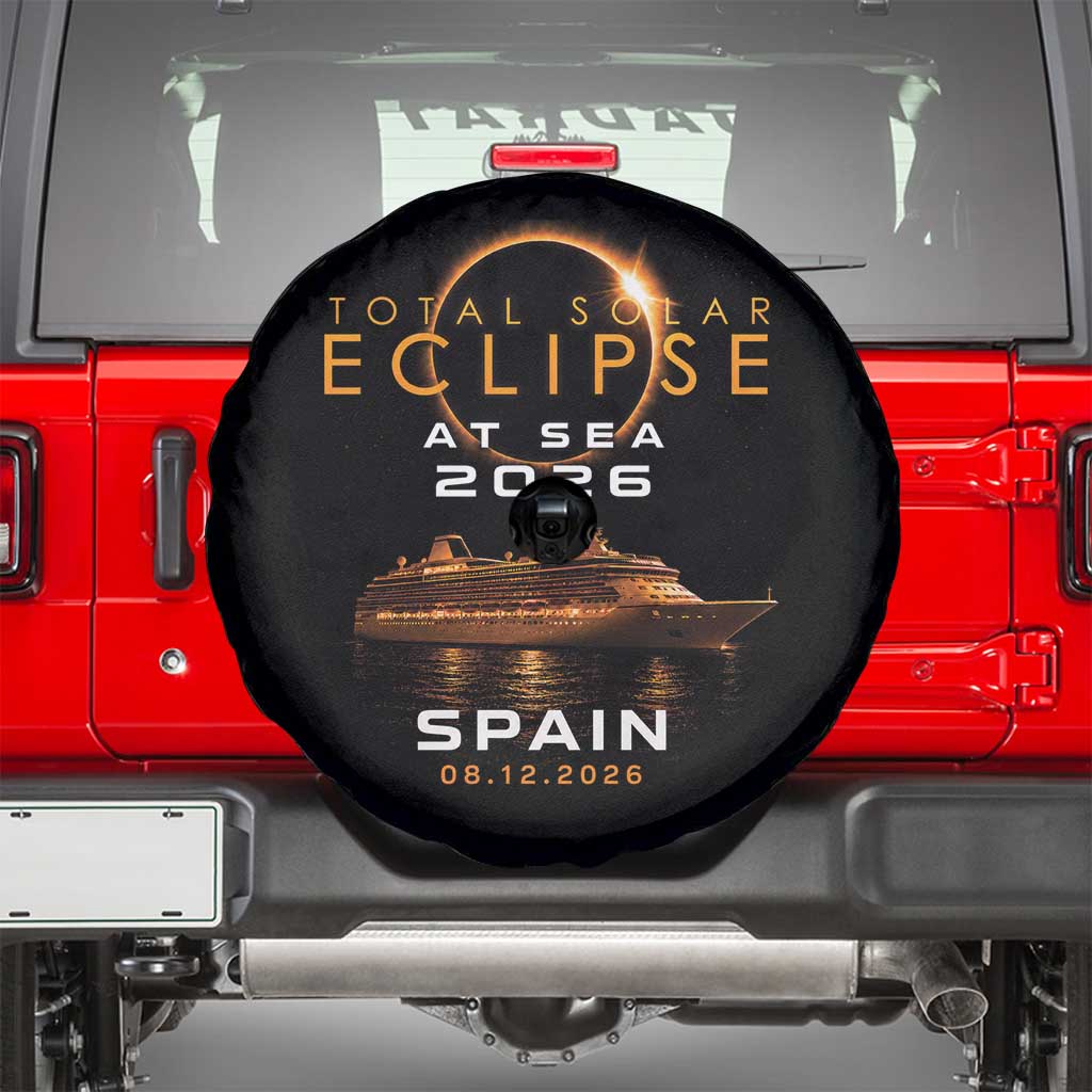 Spain Total Solar Eclipse 2026 At Sea Cruise Spare Tire Cover
