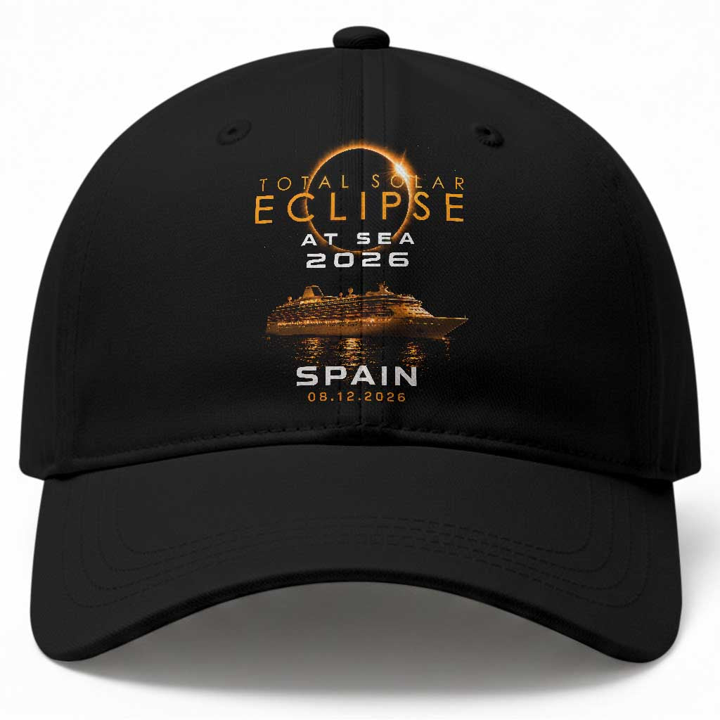 Spain Total Solar Eclipse 2026 At Sea Cruise Baseball Cap