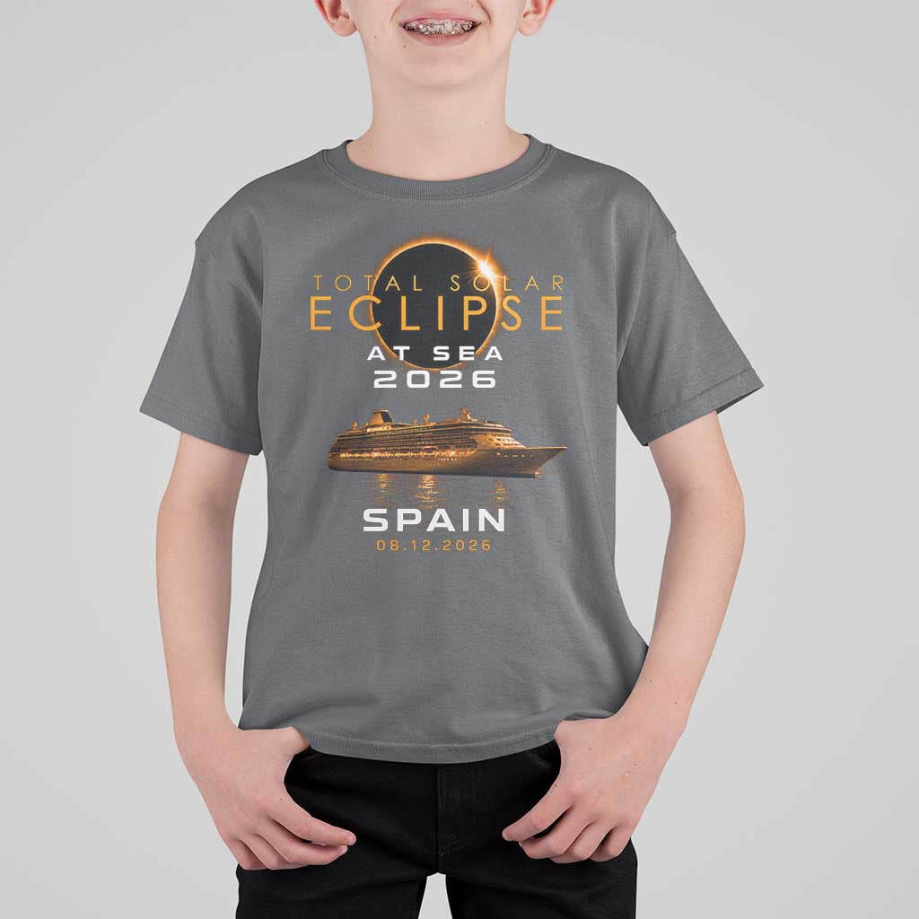 Spain Total Solar Eclipse 2026 At Sea Cruise T Shirt For Kid