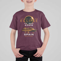 Spain Total Solar Eclipse 2026 At Sea Cruise T Shirt For Kid