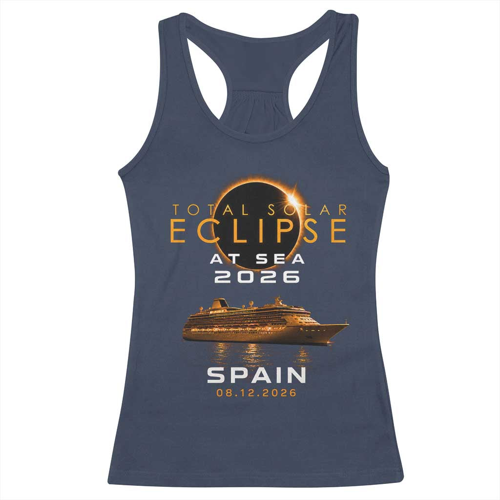Spain Total Solar Eclipse 2026 At Sea Cruise Racerback Tank Top