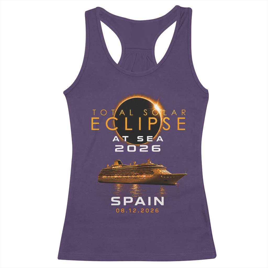 Spain Total Solar Eclipse 2026 At Sea Cruise Racerback Tank Top