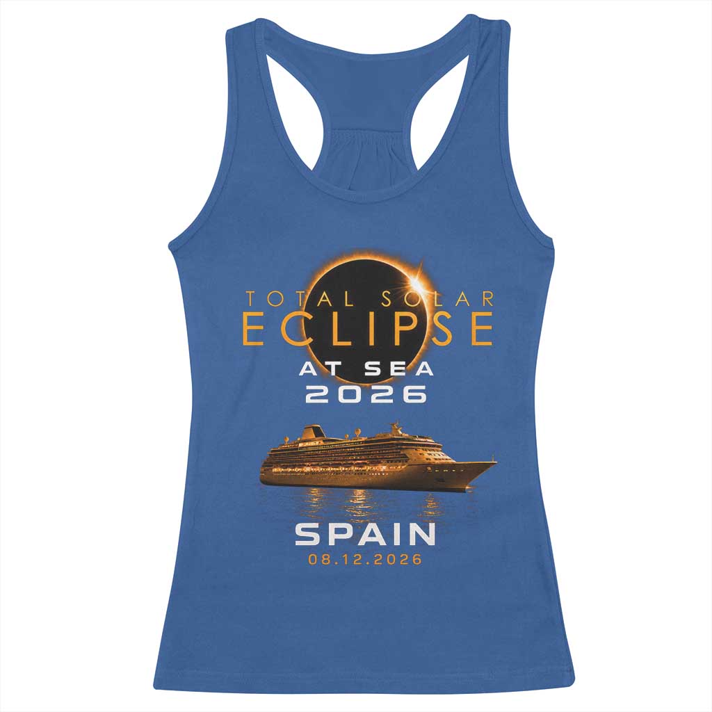 Spain Total Solar Eclipse 2026 At Sea Cruise Racerback Tank Top
