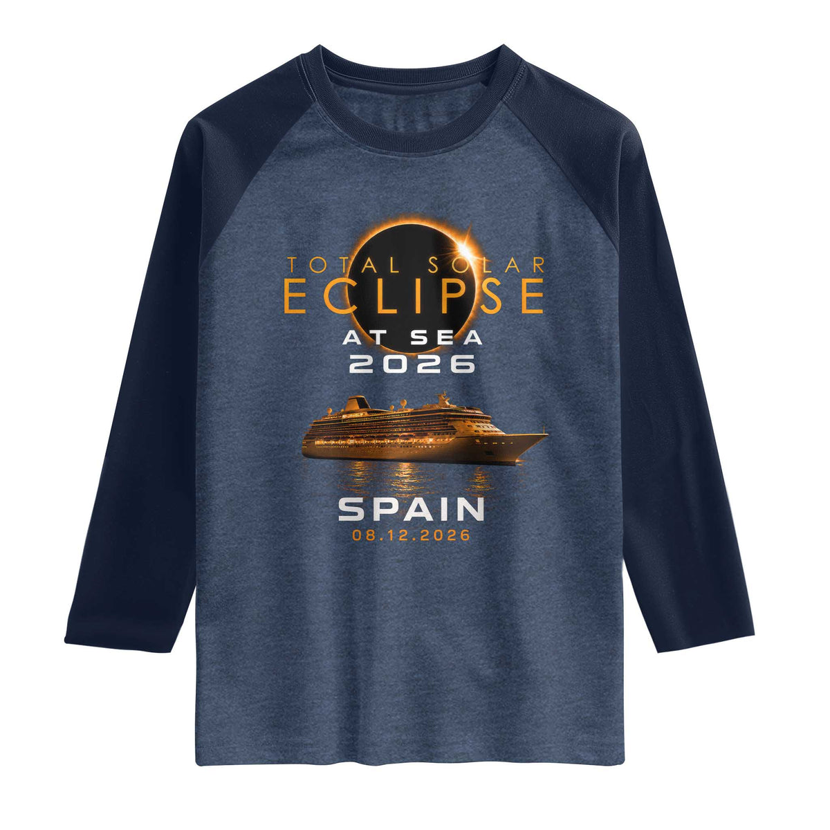 Spain Total Solar Eclipse 2026 At Sea Cruise Raglan Shirt