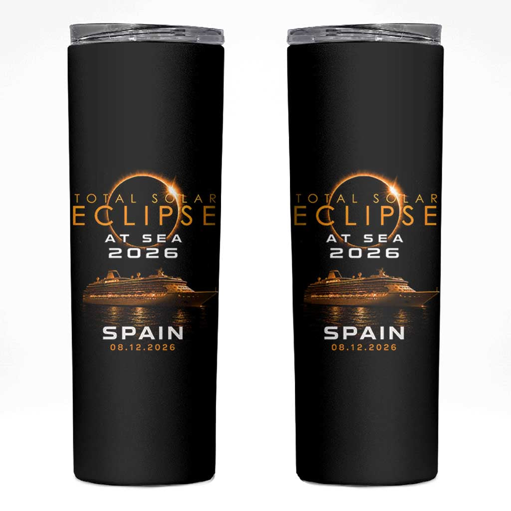 Spain Total Solar Eclipse 2026 At Sea Cruise Skinny Tumbler