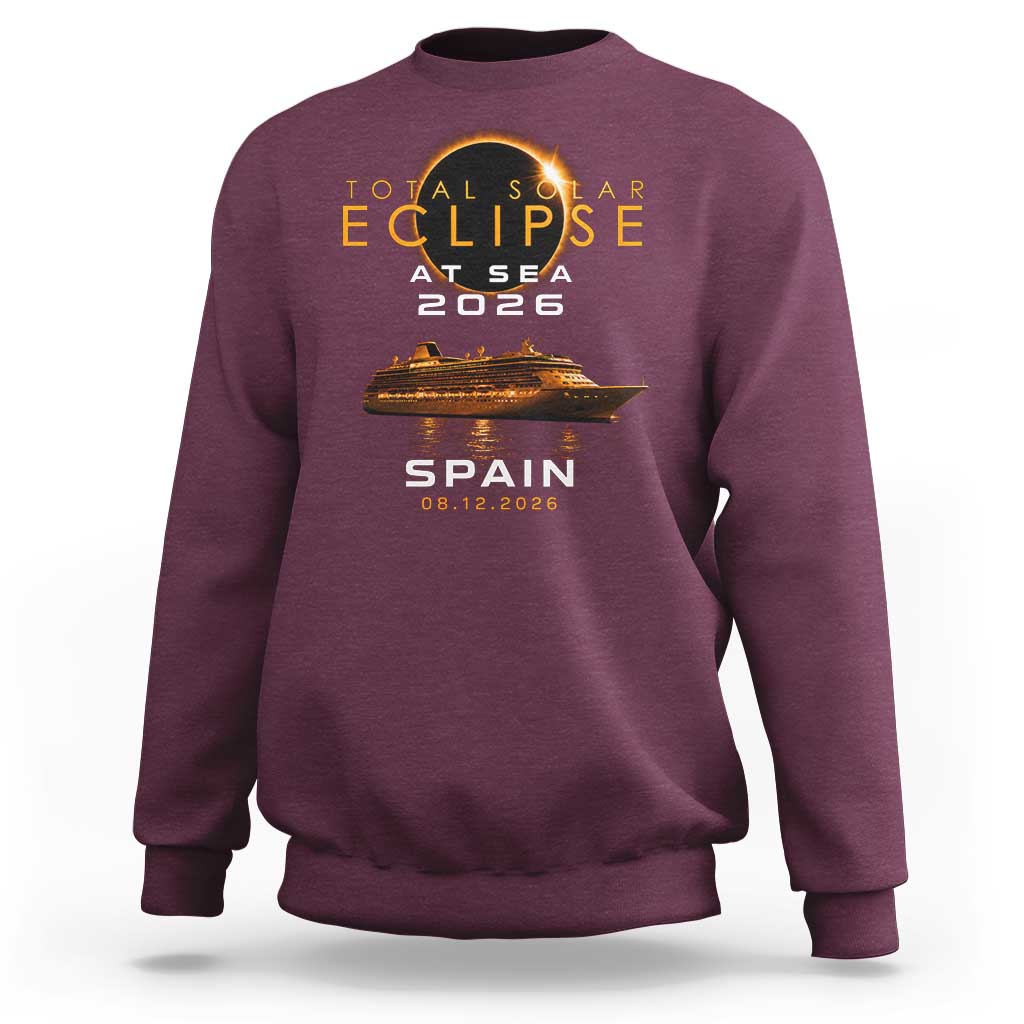 Spain Total Solar Eclipse 2026 At Sea Cruise Sweatshirt