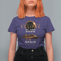 Spain Total Solar Eclipse 2026 At Sea Cruise T Shirt For Women