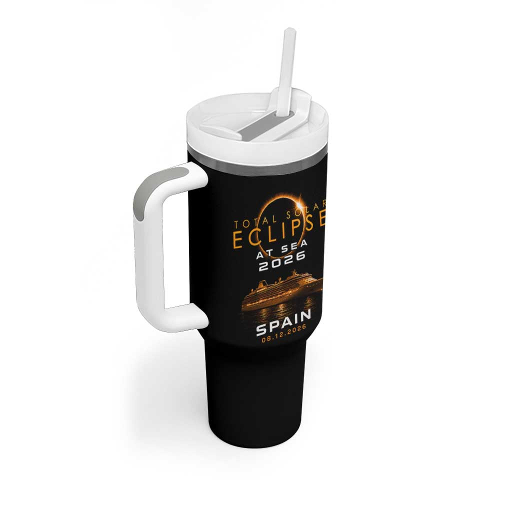 Spain Total Solar Eclipse 2026 At Sea Cruise Tumbler With Handle