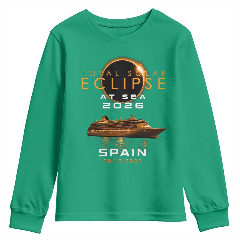 Spain Total Solar Eclipse 2026 At Sea Cruise Youth Sweatshirt