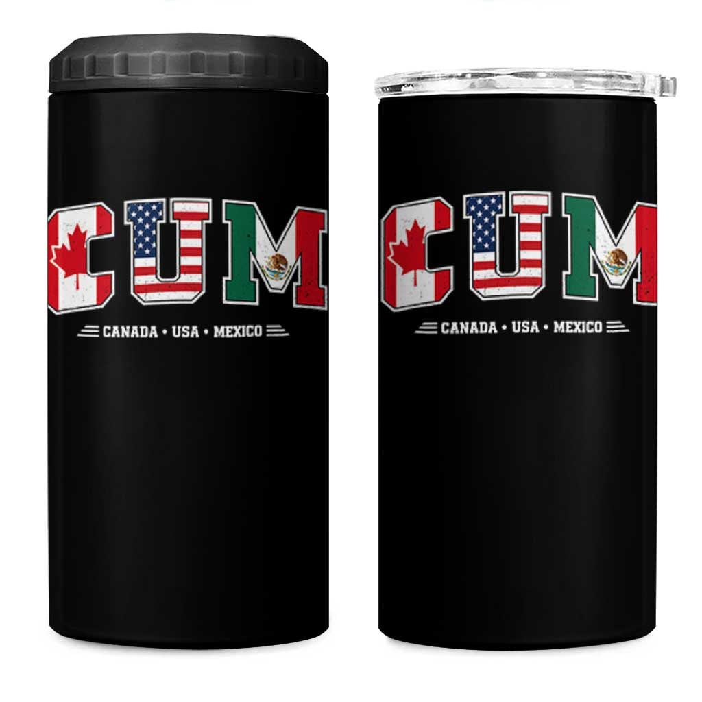CUM Canada USA Mexico Patriotic Soccer Fans 4 in 1 Can Cooler Tumbler
