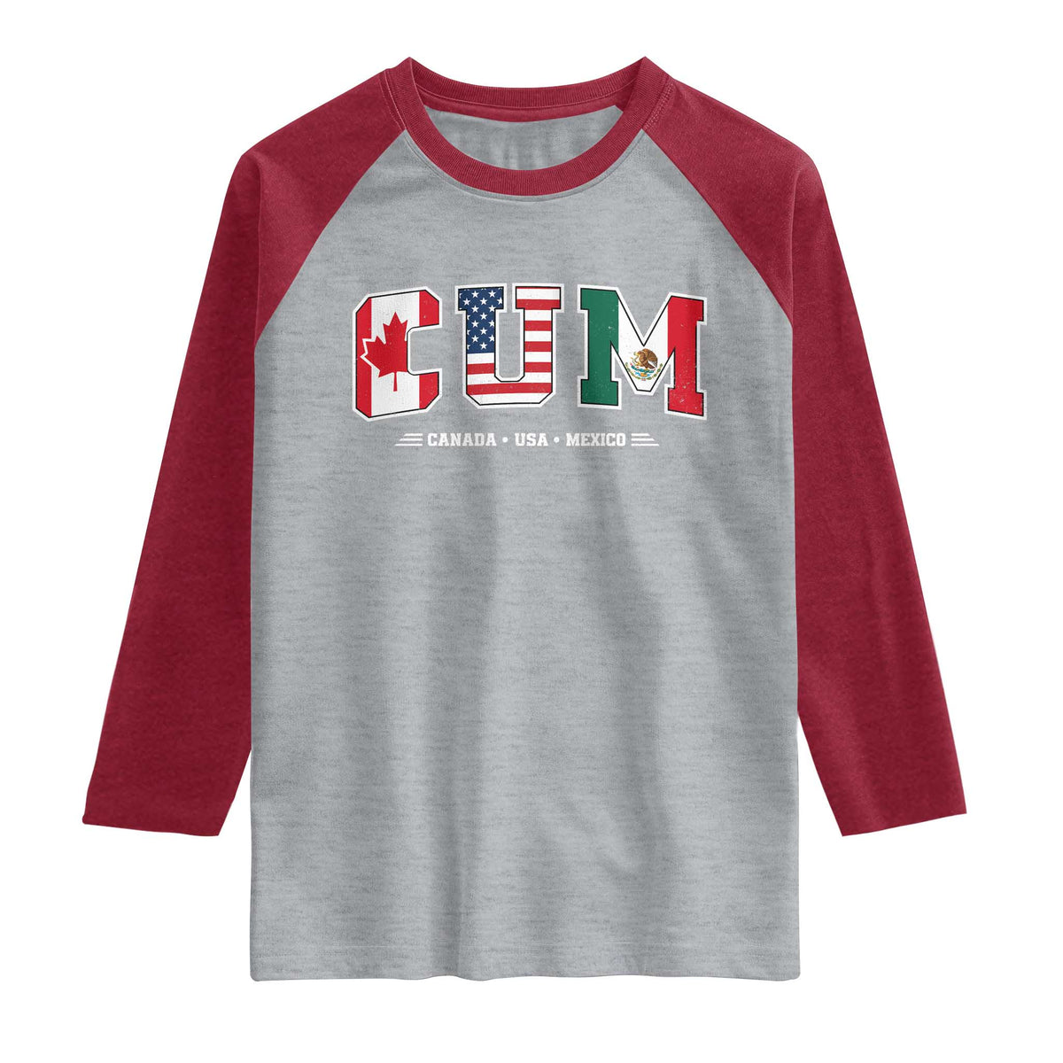 CUM Canada USA Mexico Patriotic Soccer Fans Raglan Shirt