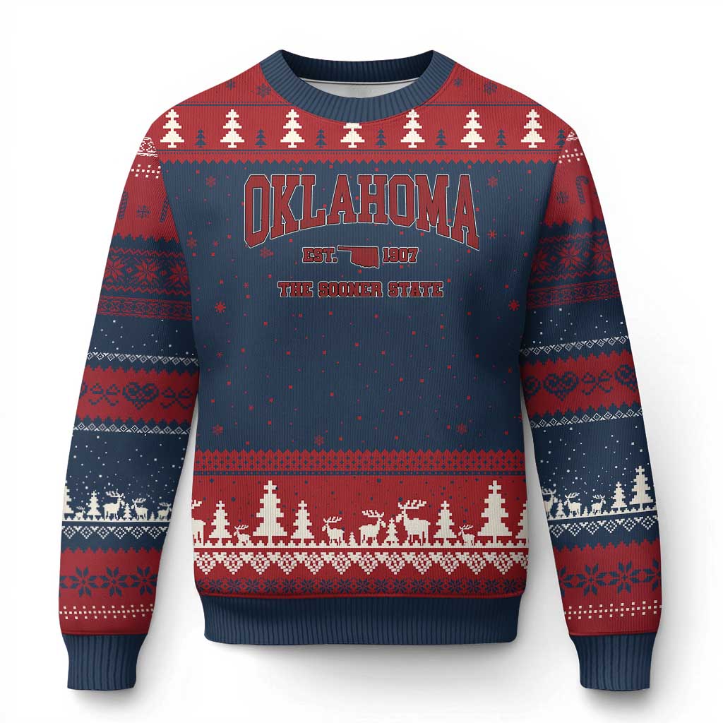 Oklahoma The Sooner State Sports Throwback Design Jersey Style Ugly Christmas Sweater
