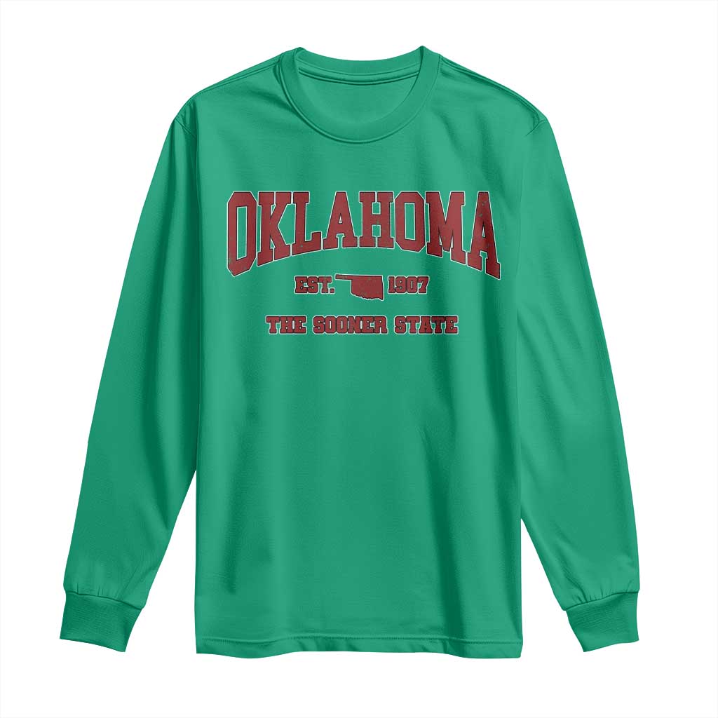 Oklahoma Sports Throwback Design Jersey Style Long Sleeve Shirt