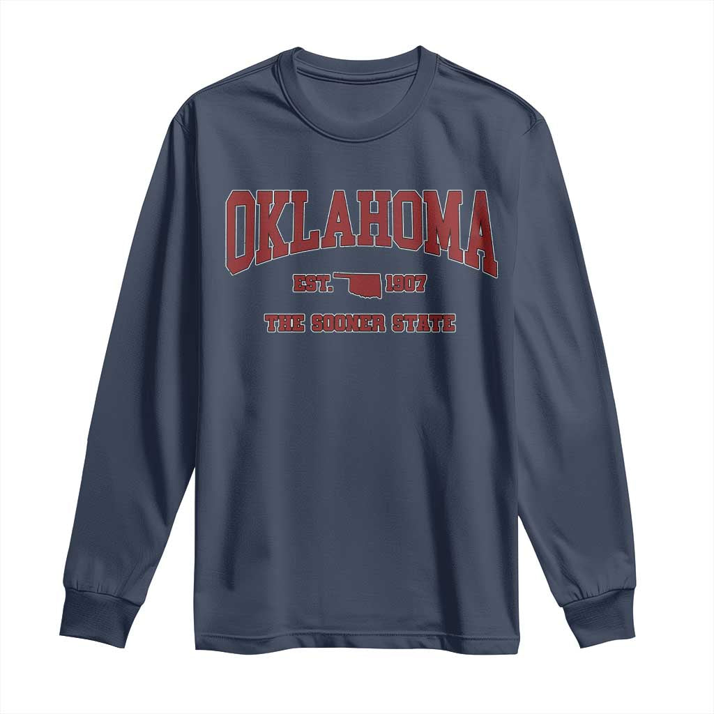 Oklahoma Sports Throwback Design Jersey Style Long Sleeve Shirt