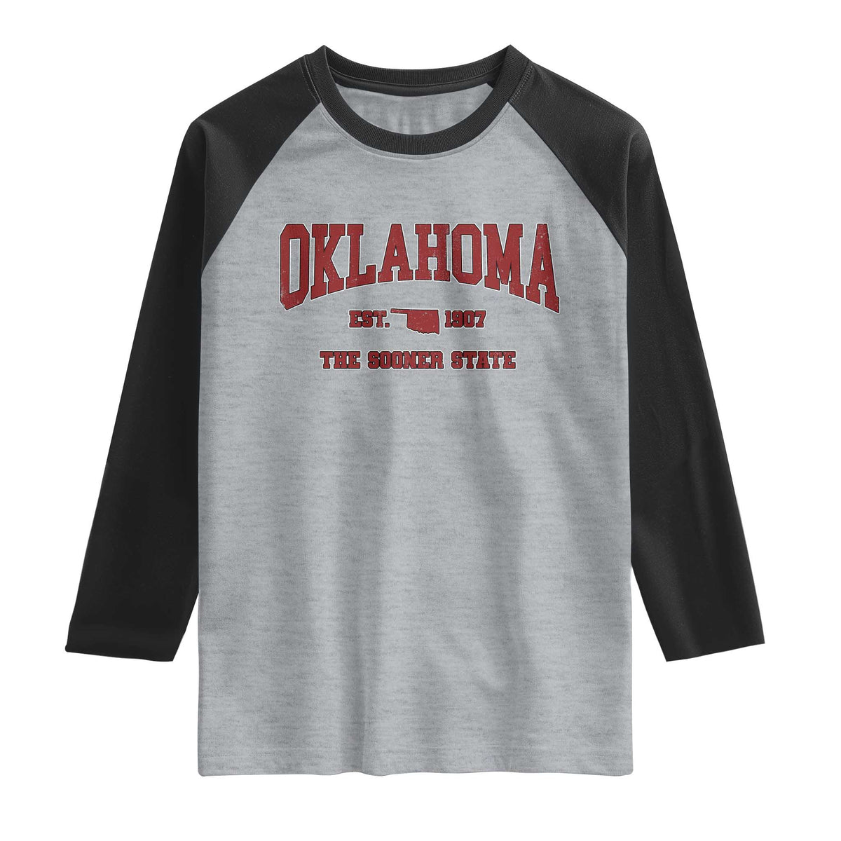 Oklahoma Sports Throwback Design Jersey Style Raglan Shirt