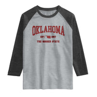 Oklahoma Sports Throwback Design Jersey Style Raglan Shirt
