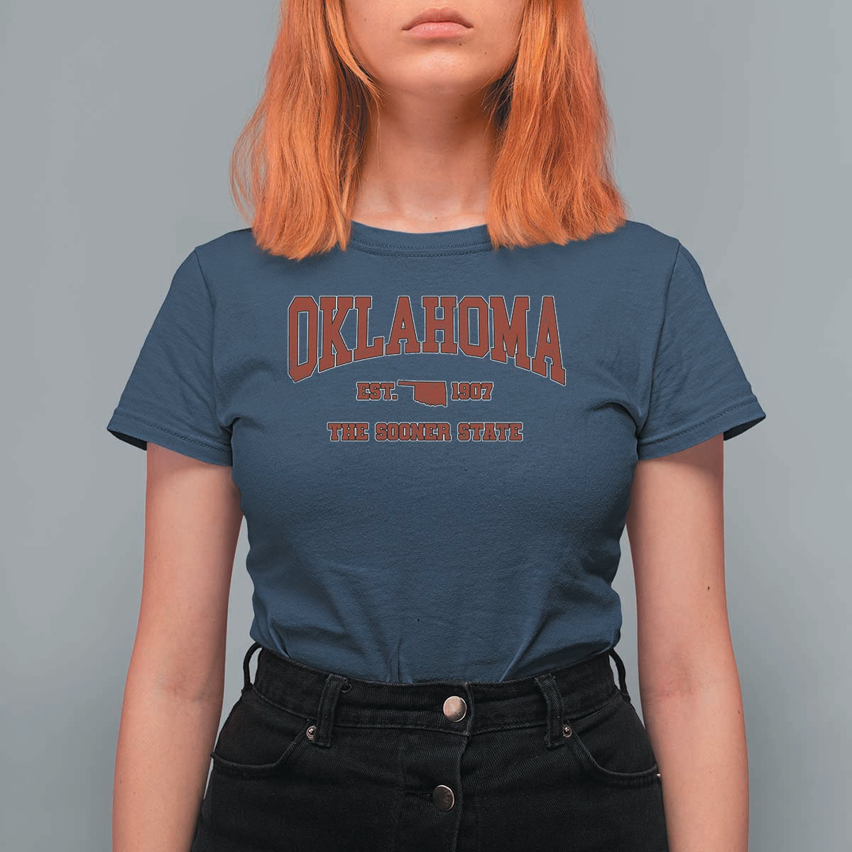 Oklahoma The Sooner State Sports Throwback Design Jersey Style T Shirt For Women