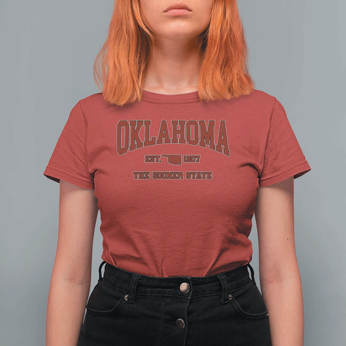 Oklahoma The Sooner State Sports Throwback Design Jersey Style T Shirt For Women