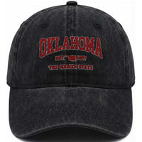 Oklahoma Sports Throwback Design Jersey Style Washed Cotton Baseball Cap