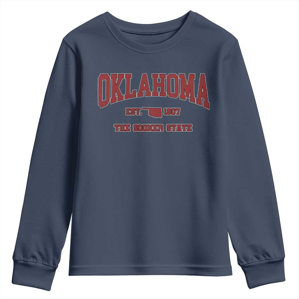 Oklahoma Sports Throwback Design Jersey Style Youth Sweatshirt