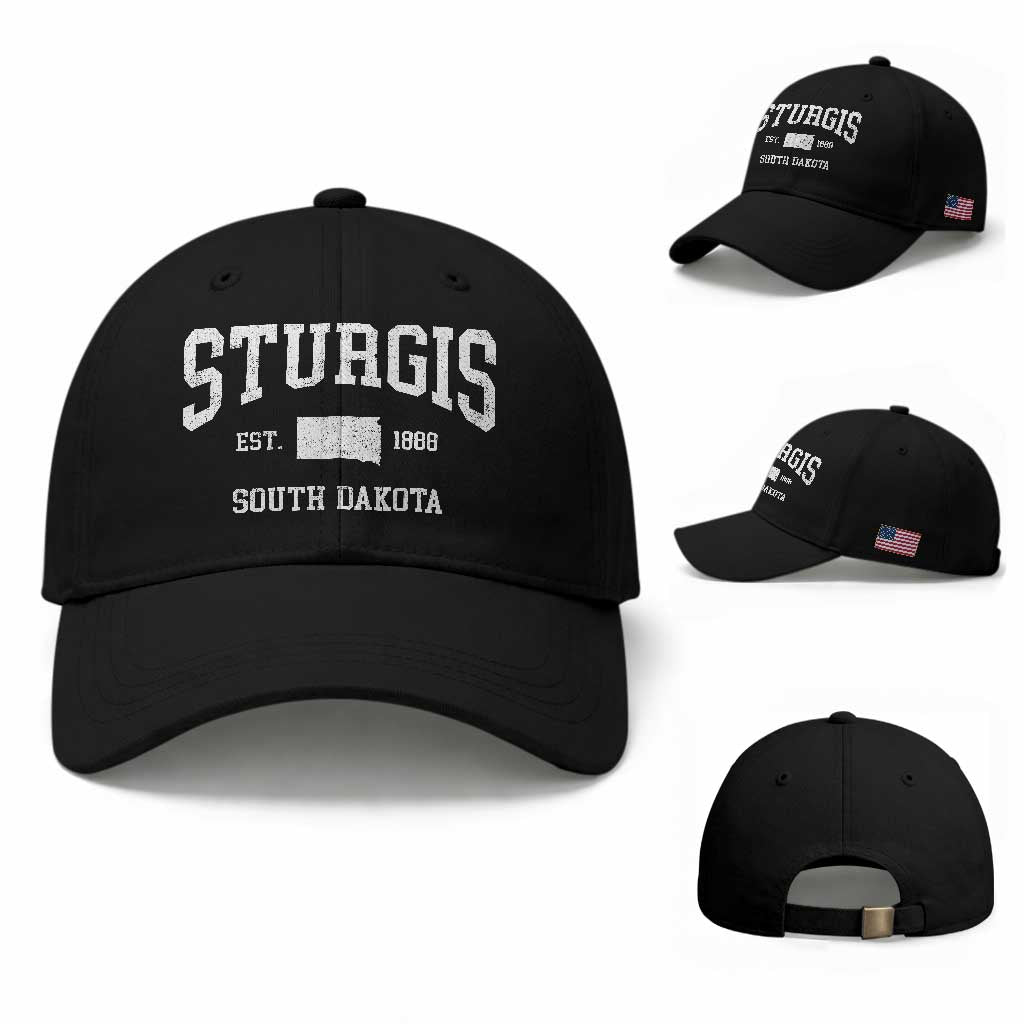 Sturgis South Dakota Est 1888 Baseball Cap Vintage SD State Map Pride