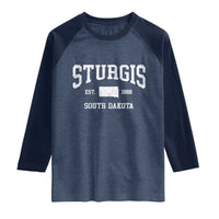 Sturgis South Dakota Est 1888 Raglan Shirt Vintage SD State Map Pride