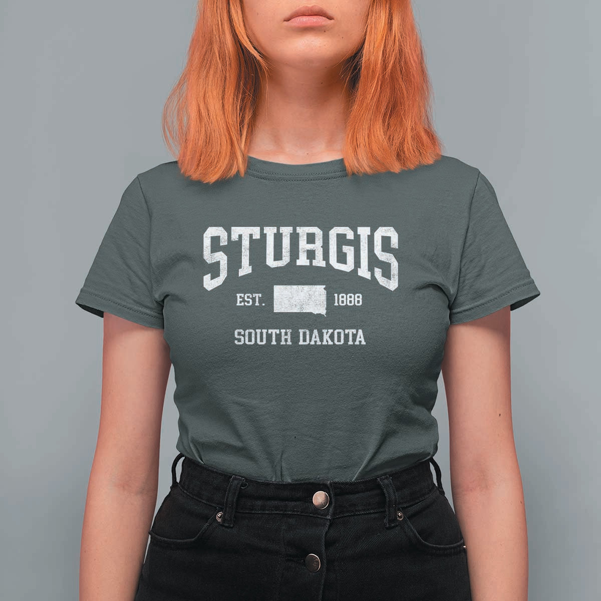 Sturgis South Dakota Est 1888 T Shirt For Women Vintage SD State Map Pride