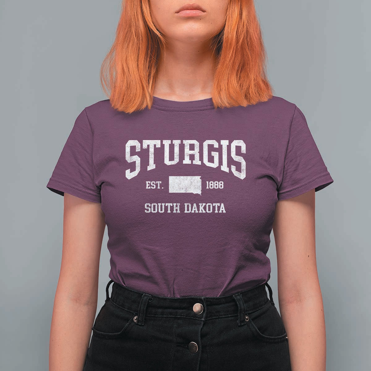 Sturgis South Dakota Est 1888 T Shirt For Women Vintage SD State Map Pride