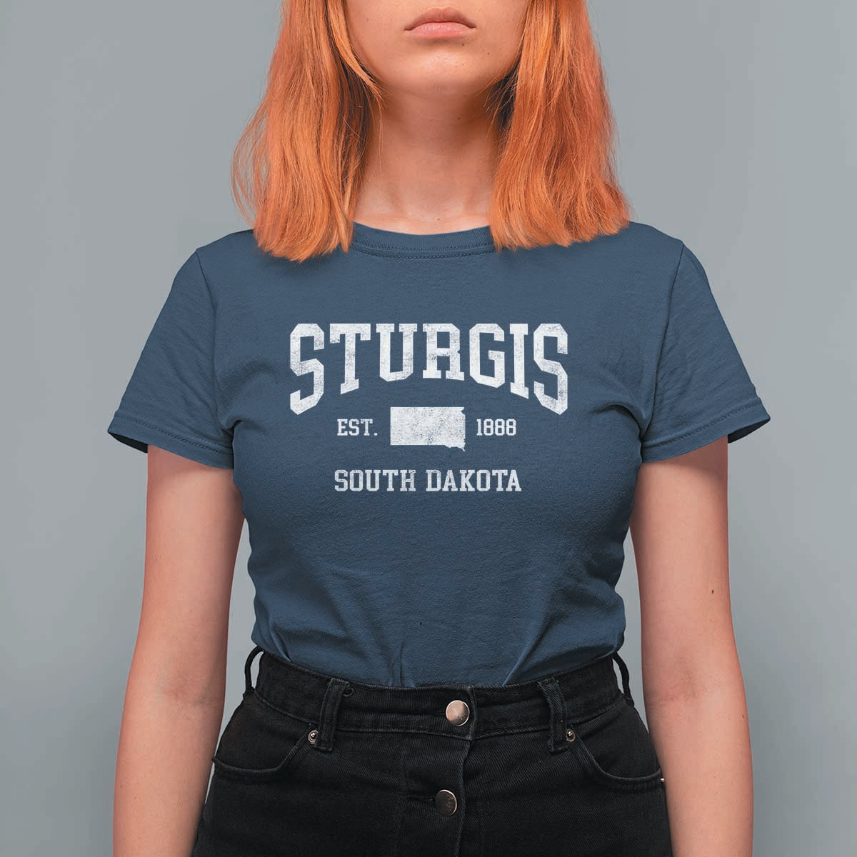 Sturgis South Dakota Est 1888 T Shirt For Women Vintage SD State Map Pride