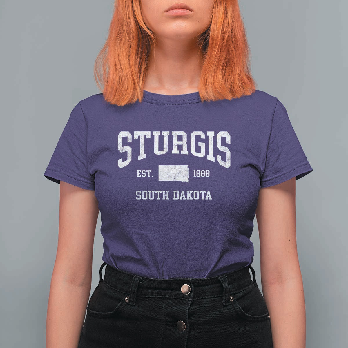Sturgis South Dakota Est 1888 T Shirt For Women Vintage SD State Map Pride