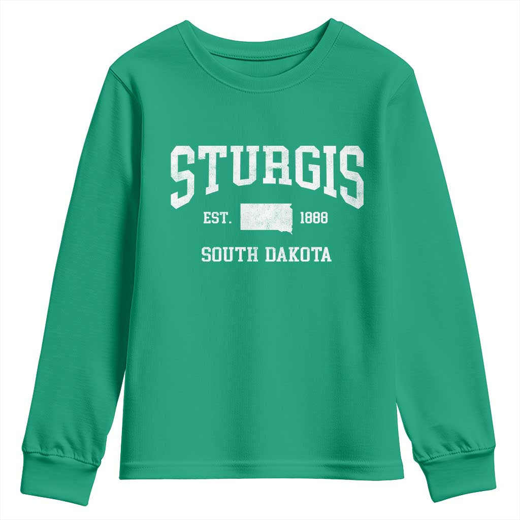 Sturgis South Dakota Est 1888 Youth Sweatshirt Vintage SD State Map Pride