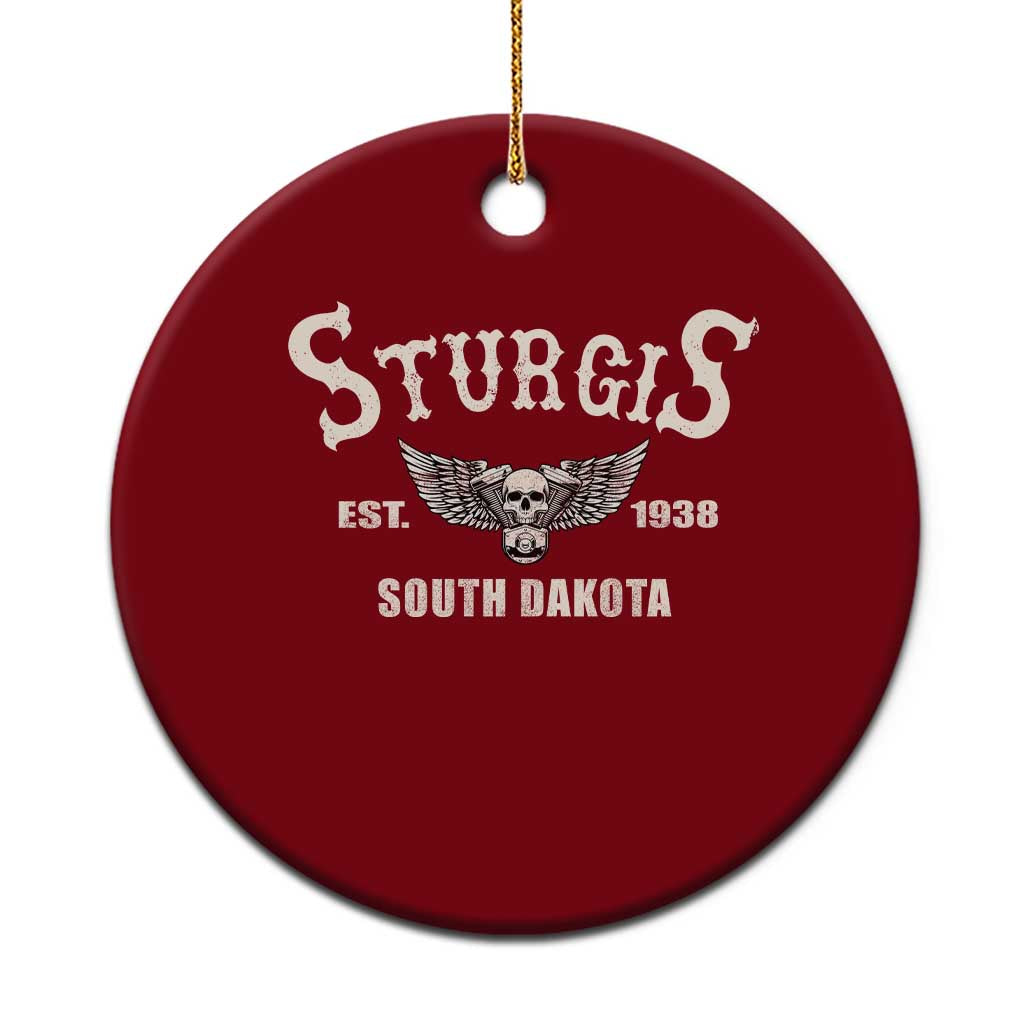 Sturgis South Dakota Est 1938 Motorcycle Biker Skull Ceramic Ornament