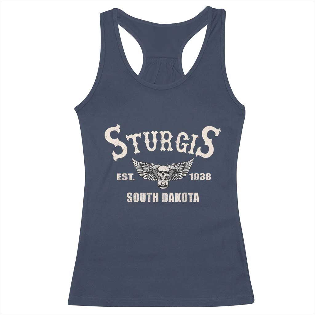Sturgis South Dakota Est 1938 Motorcycle Biker Skull Racerback Tank Top