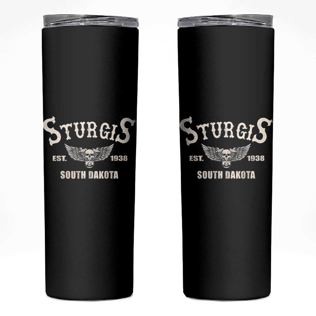 Sturgis South Dakota Est 1938 Motorcycle Biker Skull Skinny Tumbler