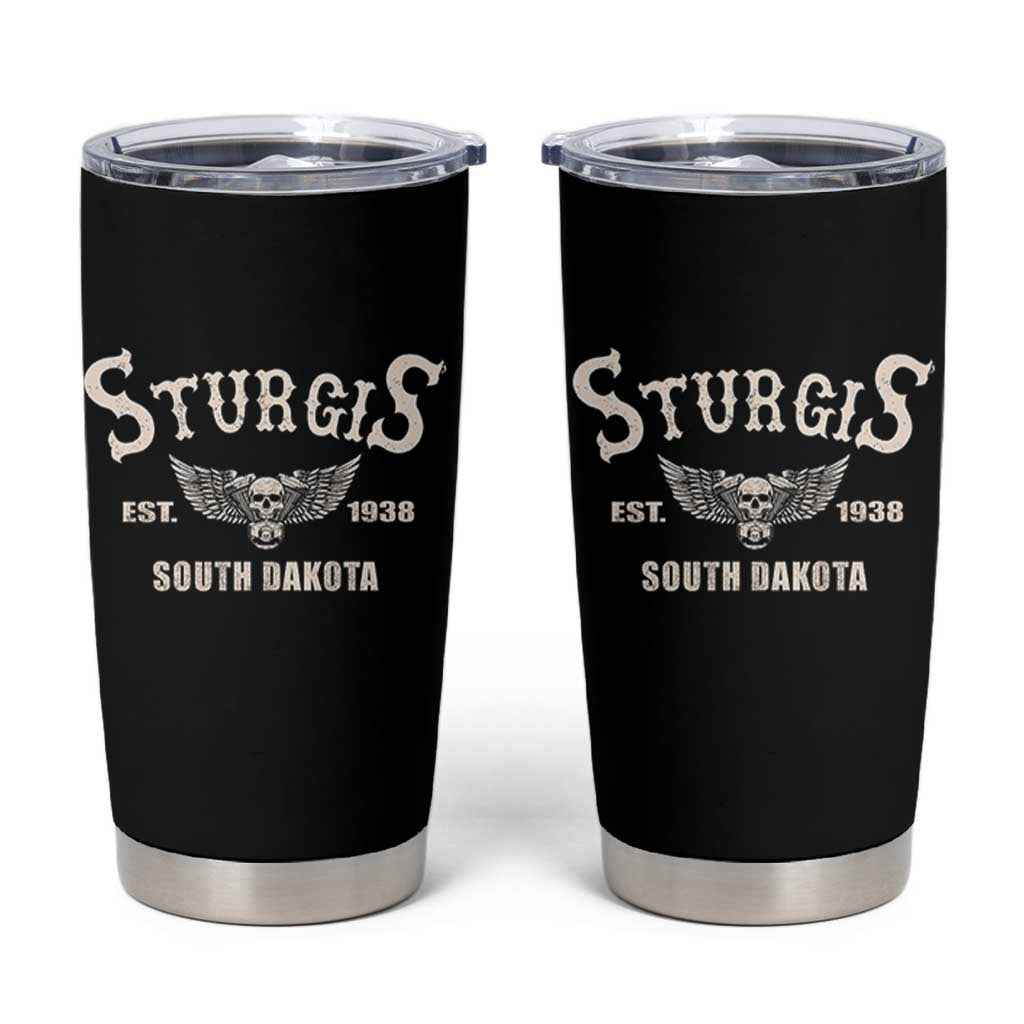 Sturgis South Dakota Est 1938 Motorcycle Biker Skull Tumbler Cup