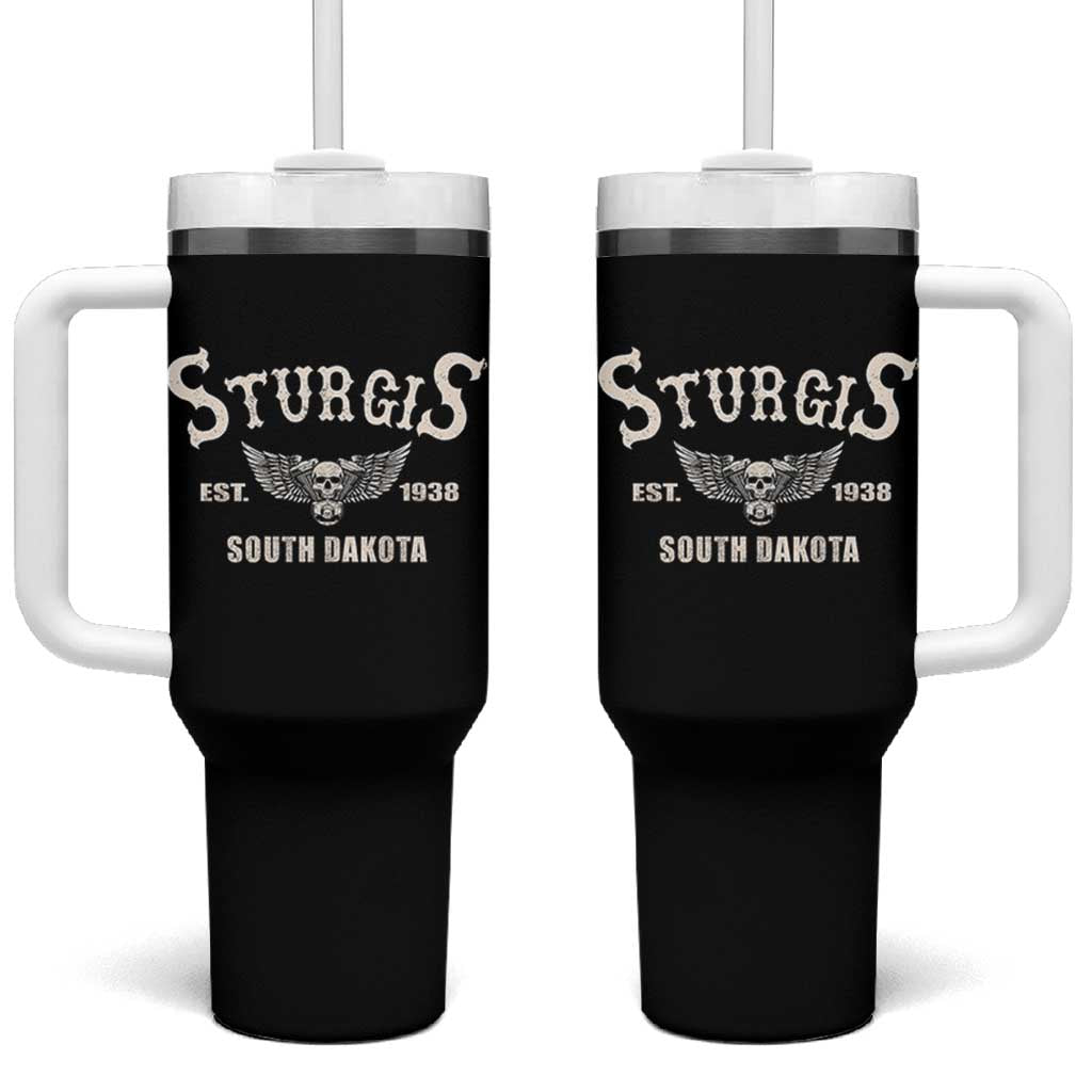Sturgis South Dakota Est 1938 Motorcycle Biker Skull Tumbler With Handle