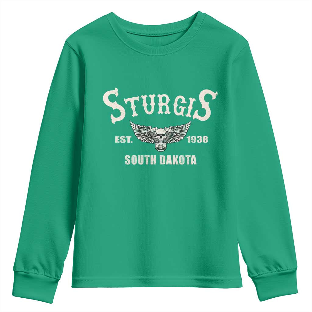 Sturgis South Dakota Est 1938 Motorcycle Biker Skull Youth Sweatshirt