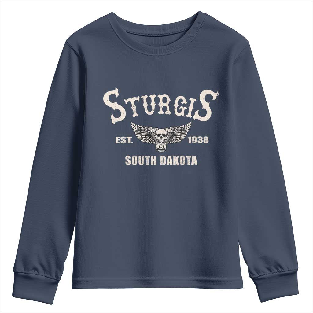 Sturgis South Dakota Est 1938 Motorcycle Biker Skull Youth Sweatshirt