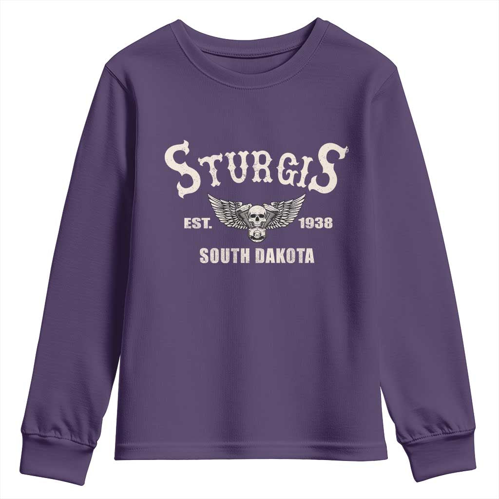 Sturgis South Dakota Est 1938 Motorcycle Biker Skull Youth Sweatshirt