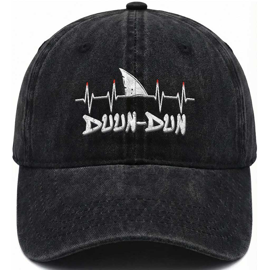 Funny Shark Heartbeat EKG Dunn Ocean Wildlife Washed Cotton Baseball Cap