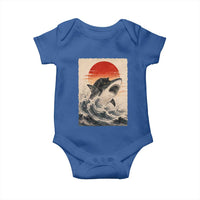 Black Cat Hunting Shark Ukiyo e Ocean Art Baby Onesie Funny Japanese Style Graphic