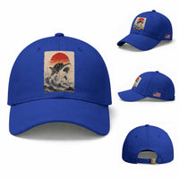 Black Cat Hunting Shark Ukiyo e Ocean Art Baseball Cap Funny Japanese Style Graphic