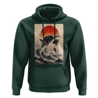 Black Cat Hunting Shark Ukiyo e Ocean Art Hoodie Funny Japanese Style Graphic