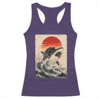 Black Cat Hunting Shark Ukiyo e Ocean Art Racerback Tank Top Funny Japanese Style Graphic