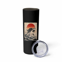 Black Cat Hunting Shark Ukiyo e Ocean Art Skinny Tumbler Funny Japanese Style Graphic