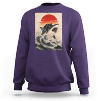 Black Cat Hunting Shark Ukiyo e Ocean Art Sweatshirt Funny Japanese Style Graphic