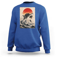 Black Cat Hunting Shark Ukiyo e Ocean Art Sweatshirt Funny Japanese Style Graphic